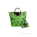 Heat printing green reusable folding oxford tote bag for co